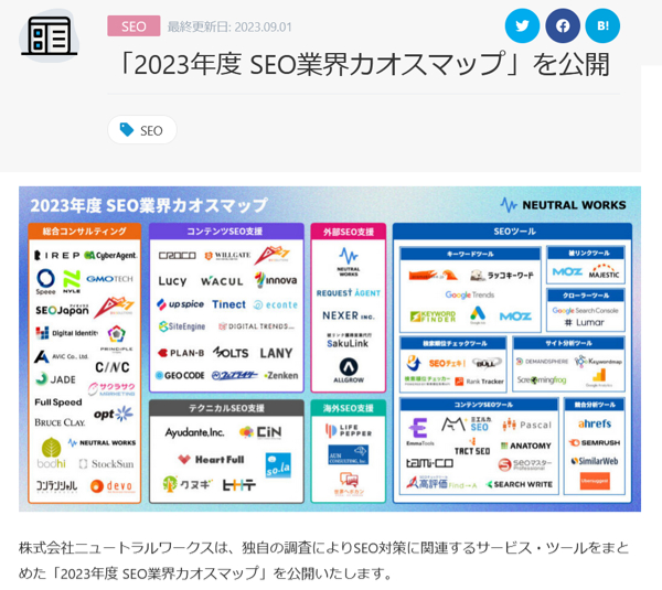 「2023年度 SEO業界カオスマップ」を公開